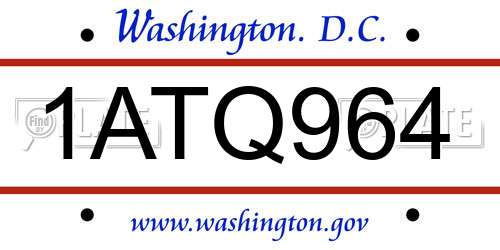 1ATQ964 District Of Columbia License Plate