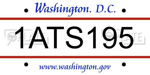 1ATS195 District Of Columbia License Plate