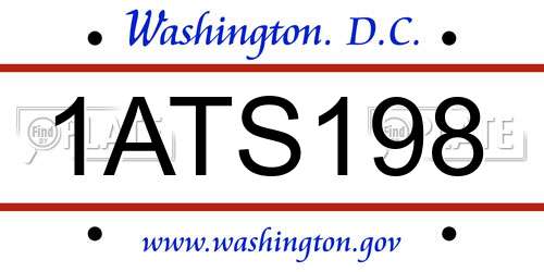 1ATS198 District Of Columbia License Plate