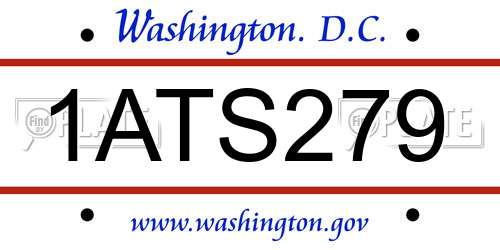 1ATS279 District Of Columbia License Plate