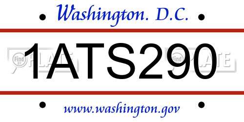 1ATS290 District Of Columbia License Plate