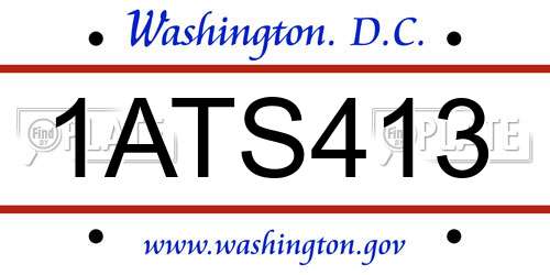 1ATS413 District Of Columbia License Plate