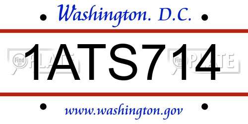 1ATS714 District Of Columbia License Plate
