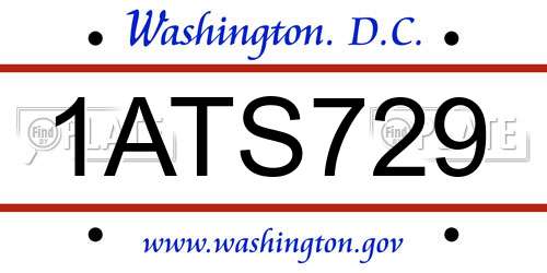 1ATS729 District Of Columbia License Plate