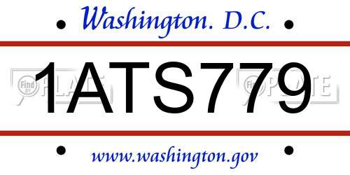 1ATS779 District Of Columbia License Plate