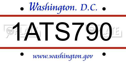 1ATS790 District Of Columbia License Plate