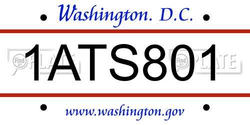 1ATS801 District Of Columbia License Plate