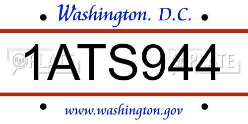 1ATS944 District Of Columbia License Plate
