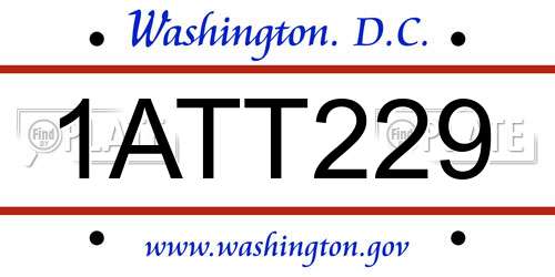 1ATT229 District Of Columbia License Plate
