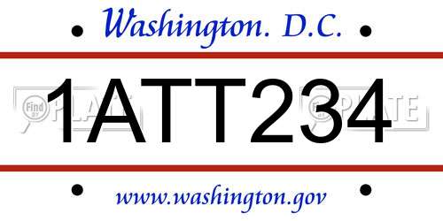 1ATT234 District Of Columbia License Plate