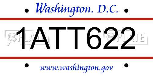 1ATT622 District Of Columbia License Plate