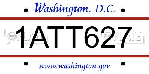 1ATT627 District Of Columbia License Plate