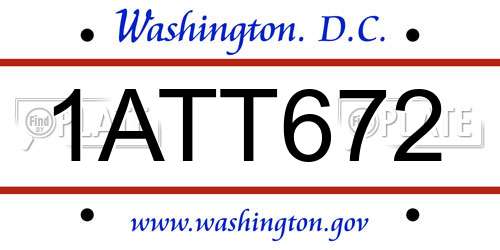 1ATT672 District Of Columbia License Plate