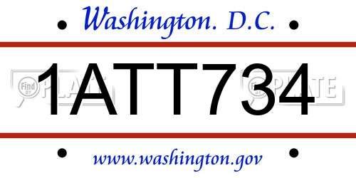 1ATT734 District Of Columbia License Plate
