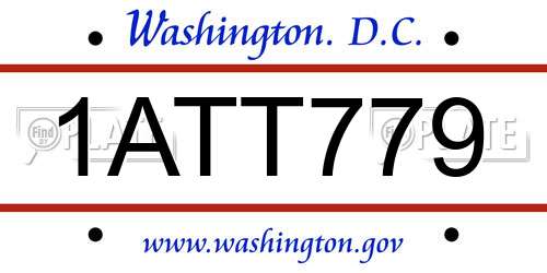 1ATT779 District Of Columbia License Plate