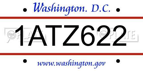 1ATZ622 District Of Columbia License Plate