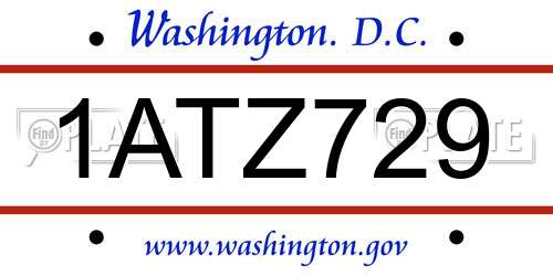 1ATZ729 District Of Columbia License Plate