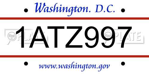 1ATZ997 District Of Columbia License Plate