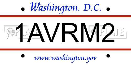 1AVRM2 District Of Columbia License Plate