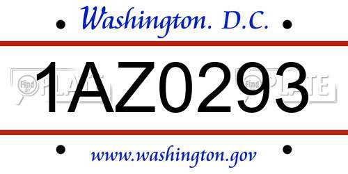 1AZ0293 District Of Columbia License Plate