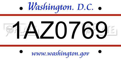 1AZ0769 District Of Columbia License Plate