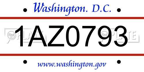 1AZ0793 District Of Columbia License Plate