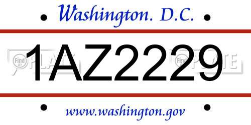 1AZ2229 District Of Columbia License Plate