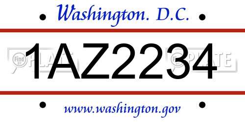 1AZ2234 District Of Columbia License Plate