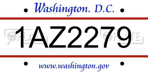 1AZ2279 District Of Columbia License Plate