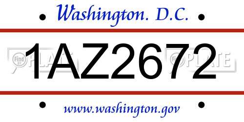 1AZ2672 District Of Columbia License Plate