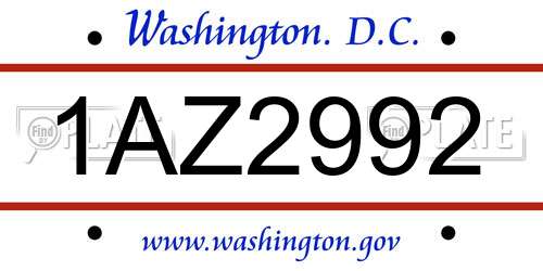 1AZ2992 District Of Columbia License Plate