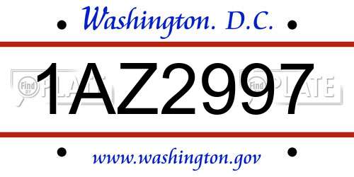 1AZ2997 District Of Columbia License Plate