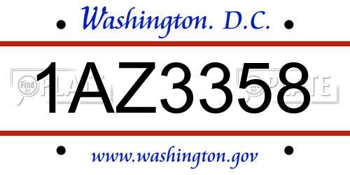 1AZ3358 District Of Columbia License Plate