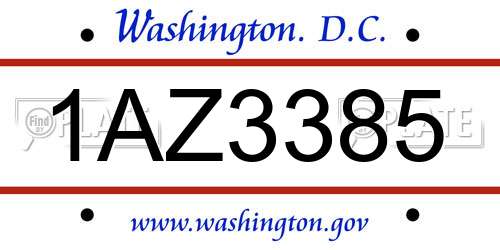 1AZ3385 District Of Columbia License Plate