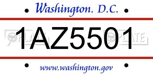1AZ5501 District Of Columbia License Plate