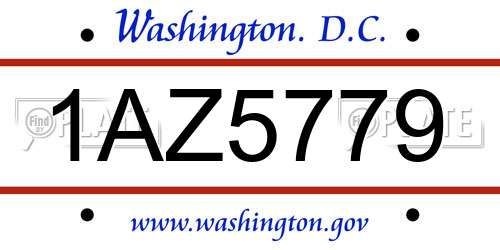 1AZ5779 District Of Columbia License Plate