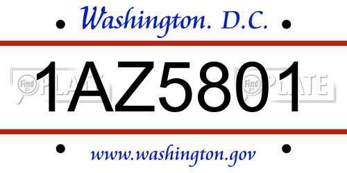 1AZ5801 District Of Columbia License Plate