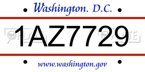 1AZ7729 District Of Columbia License Plate