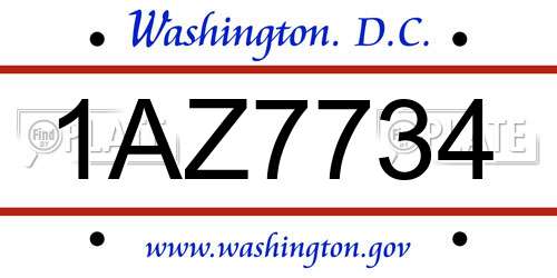 1AZ7734 District Of Columbia License Plate