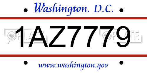 1AZ7779 District Of Columbia License Plate