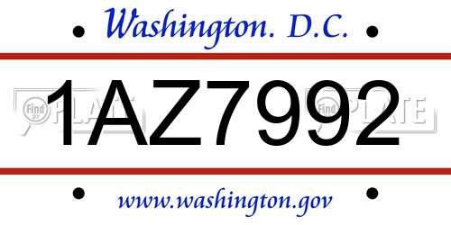 1AZ7992 District Of Columbia License Plate