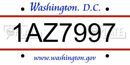 1AZ7997 District Of Columbia License Plate