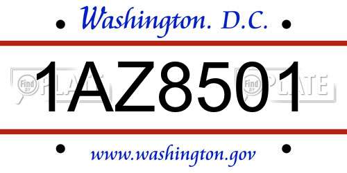 1AZ8501 District Of Columbia License Plate