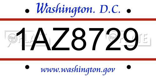 1AZ8729 District Of Columbia License Plate