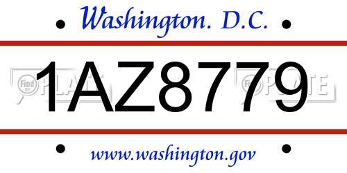 1AZ8779 District Of Columbia License Plate
