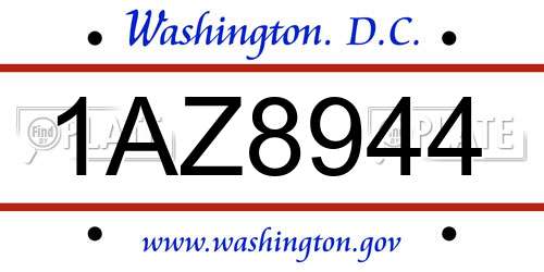 1AZ8944 District Of Columbia License Plate