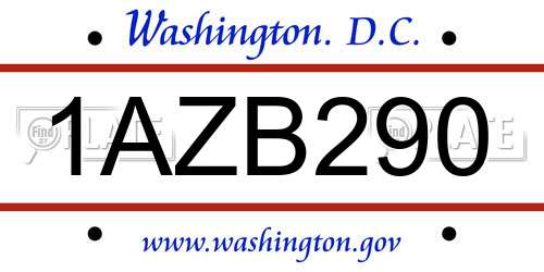 1AZB290 District Of Columbia License Plate