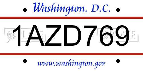 1AZD769 District Of Columbia License Plate