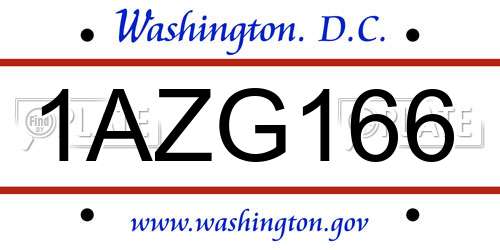 1AZG166 District Of Columbia License Plate