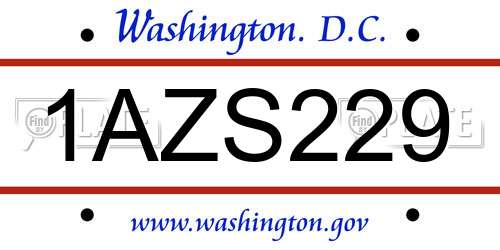 1AZS229 District Of Columbia License Plate